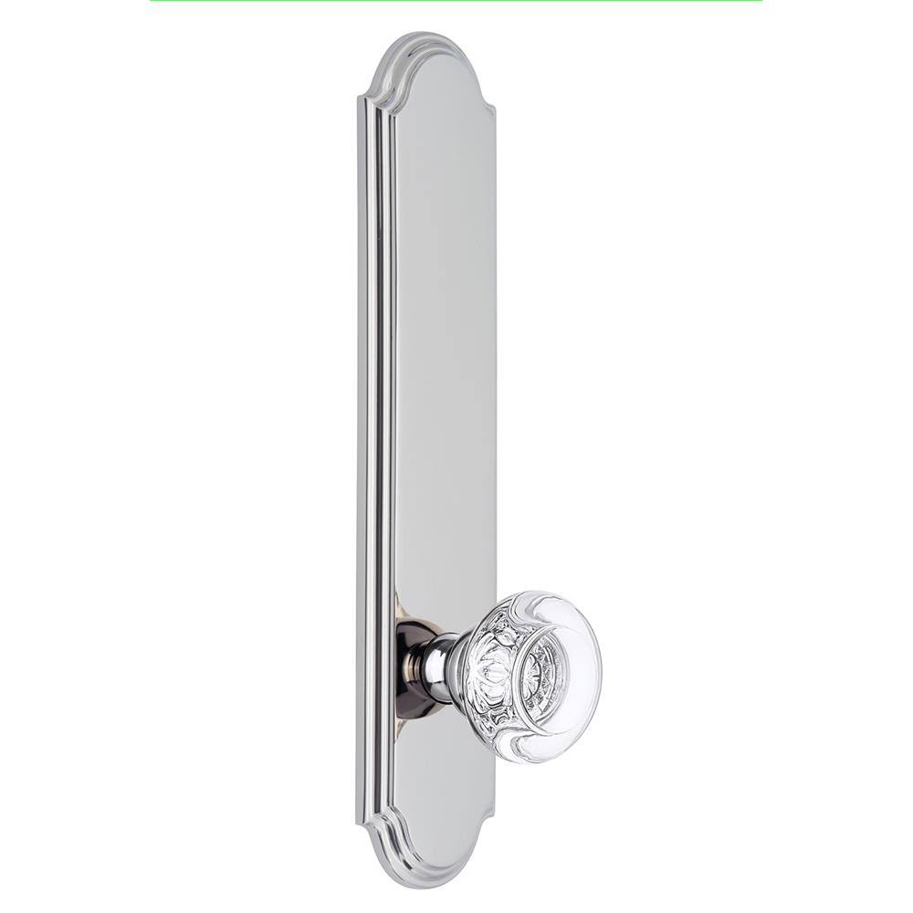 Grandeur by Nostalgic Warehouse ARCBOR Arc Tall Plate Double Dummy with Bordeaux Knob in Bright Chrome